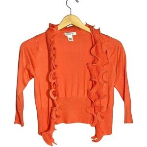 Arden‎ B. Cropped Cardigan Shrug Sweater Ruffled Coral XS